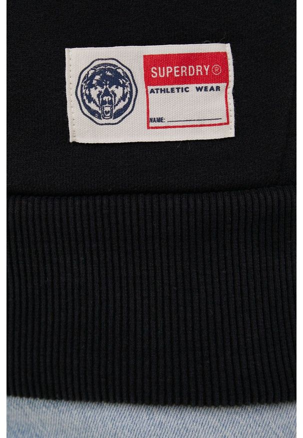 Superdry bluza męska kolor czarny z kapturem z nadrukiem. Okazja: na co dzień. Typ kołnierza: kaptur. Kolor: czarny. Wzór: nadruk. Styl: casual
