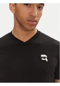 Karl Lagerfeld - KARL LAGERFELD T-Shirt 755021 552224 Czarny Regular Fit. Typ kołnierza: dekolt w karo. Kolor: czarny. Materiał: bawełna #4