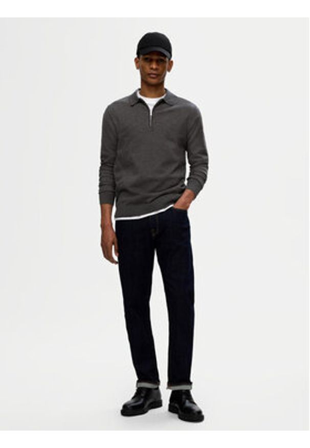 Selected Homme Sweter 16094271 Szary Regular Fit. Kolor: szary. Materiał: bawełna