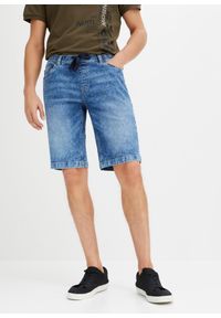 bonprix - Bermudy z gumką w talii ze stretchem, slim fit. Kolor: niebieski. Materiał: denim #1