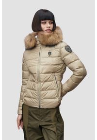 Blauer USA - BLAUER Beżowa damska kurtka Arcadia Short Jackets, Rozmiar S. Kolor: beżowy. Materiał: poliamid, futro