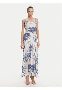 Guess Sukienka wieczorowa W5GT10 WF1T2 Écru Slim Fit. Materiał: syntetyk, satyna. Styl: wizytowy
