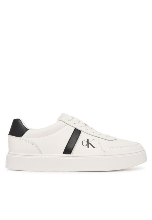 Calvin Klein Sneakersy Classic Cups Lace Lth Emb Tongue HM0HM02237 Biały. Kolor: biały. Materiał: skóra
