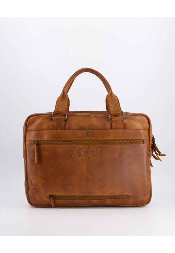 Venezia - MĘSKA TORBA W KOLORZE BRĄZOWYM 4101283 COGNAC. Kolor: brązowy. Materiał: skóra, materiał