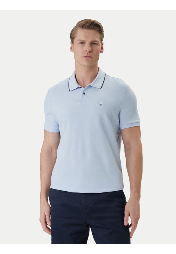 Calvin Klein Polo LV04LC239G Błękitny Regular Fit. Typ kołnierza: polo. Kolor: niebieski. Materiał: bawełna