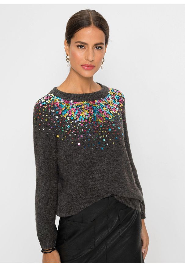 bonprix - Sweter. Kolor: szary. Wzór: kolorowy