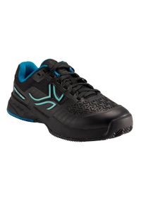 ARTENGO - Buty tenisowe TS990 dla dzieci na mączkę ceglaną. Kolor: czarny. Materiał: mesh, kauczuk. Szerokość cholewki: normalna. Sport: tenis