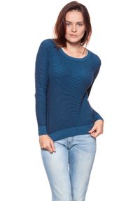 Wrangler - DAMSKI SWETER WRANGLER TWO TONE KNIT NAVY W81081P35. Kolor: czarny. Materiał: dzianina, bawełna #5