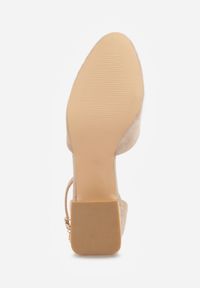 Born2be - Ciemnobeżowe Czółenka Vices na Geometrycznym Obcasie ze Skórzaną Wkładką i Metaliczną Wstawką Florori. Okazja: na spotkanie biznesowe, na imprezę. Zapięcie: sprzączka. Kolor: beżowy. Materiał: skóra. Wzór: geometria. Obcas: na obcasie. Styl: biznesowy, elegancki, klasyczny, wizytowy. Wysokość obcasa: średni #6