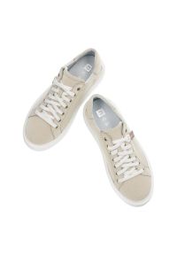 Beżowe Sneakersy Nessi Skórzane Półbuty Damskie. Kolor: beżowy. Materiał: skóra. Szerokość cholewki: normalna #7