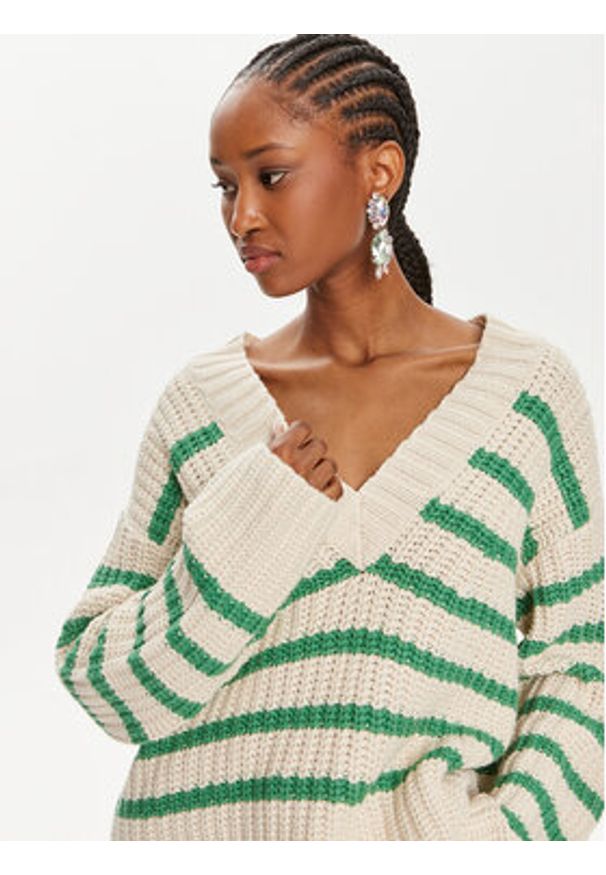 Munthe Sweter Organize 242162024274 Beżowy Loose Fit. Kolor: beżowy. Materiał: bawełna