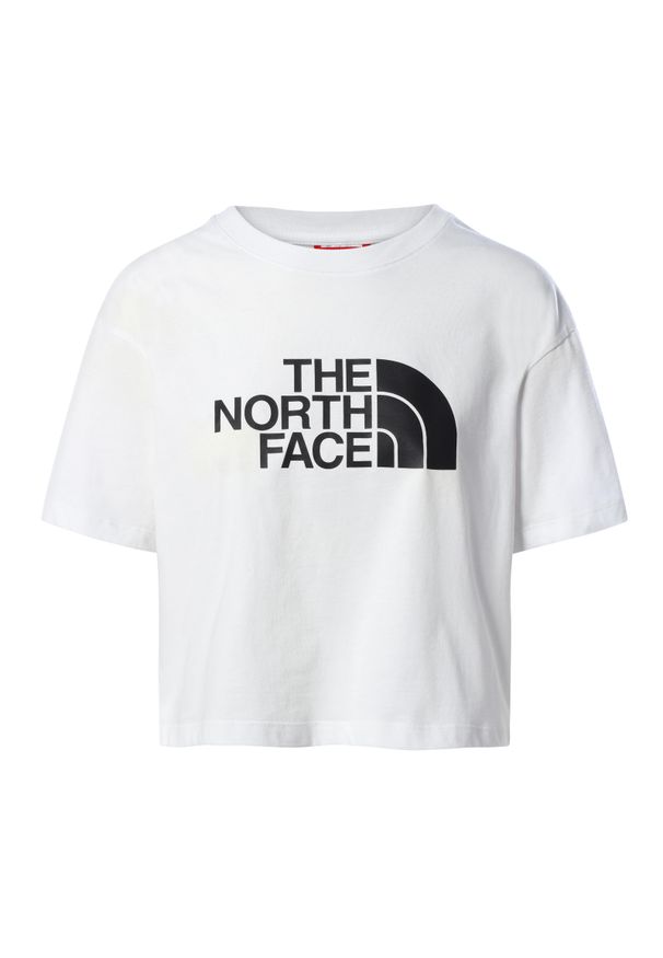 Koszulka sportowa damska The North Face Cropped Easy Tee. Kolor: biały. Materiał: bawełna. Długość rękawa: krótki rękaw. Długość: krótkie. Sport: turystyka piesza