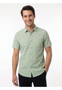 Weekendowa Koszula Męska z Kory Bawełnianej - Brave Soul - Miętowa Zieleń. Kolor: miętowy. Materiał: bawełna. Styl: sportowy #5