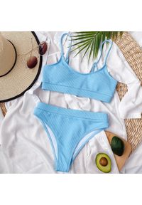 Intica - Strój kąpielowy dwuczęściowy sportowy na plażę i basen Miryam. Kolor: niebieski. Materiał: materiał