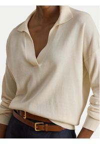 Lauren Ralph Lauren - LAUREN RALPH LAUREN Sweter 200P14056001 Kremowy Regular Fit. Kolor: kremowy. Materiał: bawełna #5