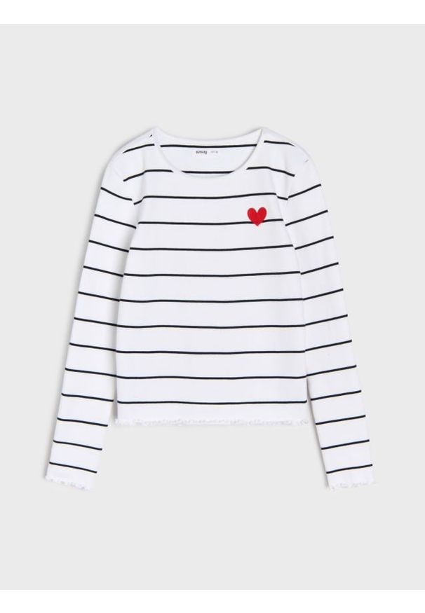 Sinsay - Bawełniana koszulka z długim rękawem - wielobarwny. Materiał: bawełna. Długość rękawa: długi rękaw. Długość: długie