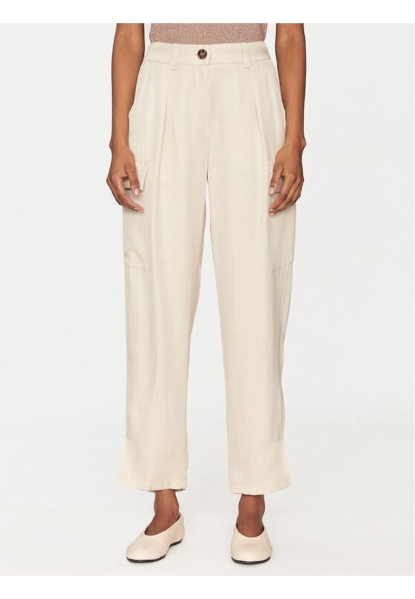 Marella Spodnie materiałowe Aia 2515131071 Beżowy Loose Fit. Kolor: beżowy. Materiał: wiskoza