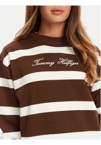 TOMMY HILFIGER - Tommy Hilfiger Bluza Script WW0WW45743 Brązowy Regular Fit. Kolor: brązowy. Materiał: bawełna