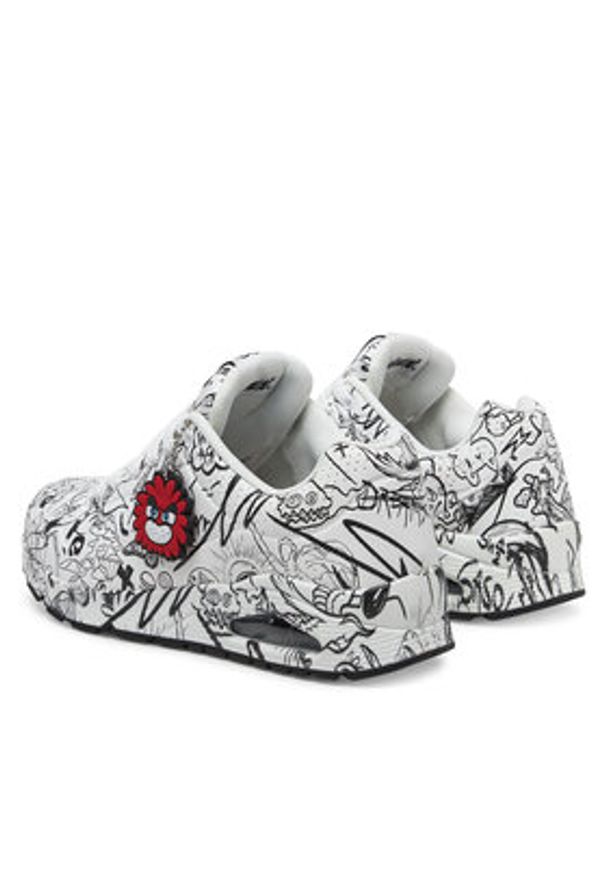 skechers - Skechers Sneakersy UNO Printed Lace-Up 183501/WBK Biały. Kolor: biały. Materiał: skóra
