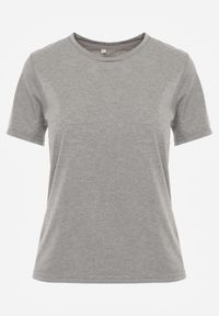 Renee - Ciemnoszary T-shirt Koszulka z Krótkim Rękawem i Okrągłym Dekoltem Tiarella. Kolor: szary. Materiał: jeans. Długość rękawa: krótki rękaw. Długość: krótkie. Wzór: aplikacja. Styl: elegancki, klasyczny #2