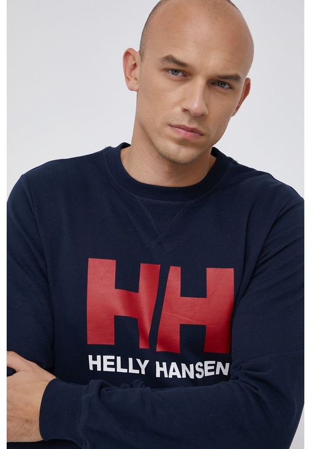Helly Hansen Bluza bawełniana męska kolor granatowy gładka. Okazja: na co dzień. Kolor: niebieski. Materiał: bawełna. Wzór: gładki. Styl: casual