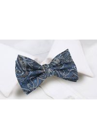 Mucha Męska z Poszetką - Chattier - Niebieska z Wzorem Paisley. Kolor: niebieski. Wzór: paisley. Styl: elegancki, sportowy #2