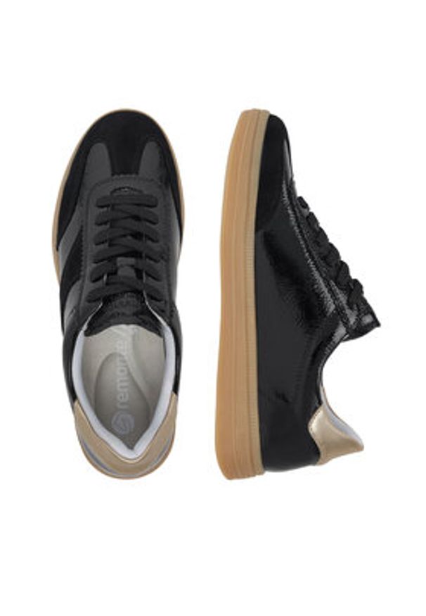 Remonte Sneakersy D2C01-03 Czarny. Kolor: czarny. Materiał: skóra, zamsz