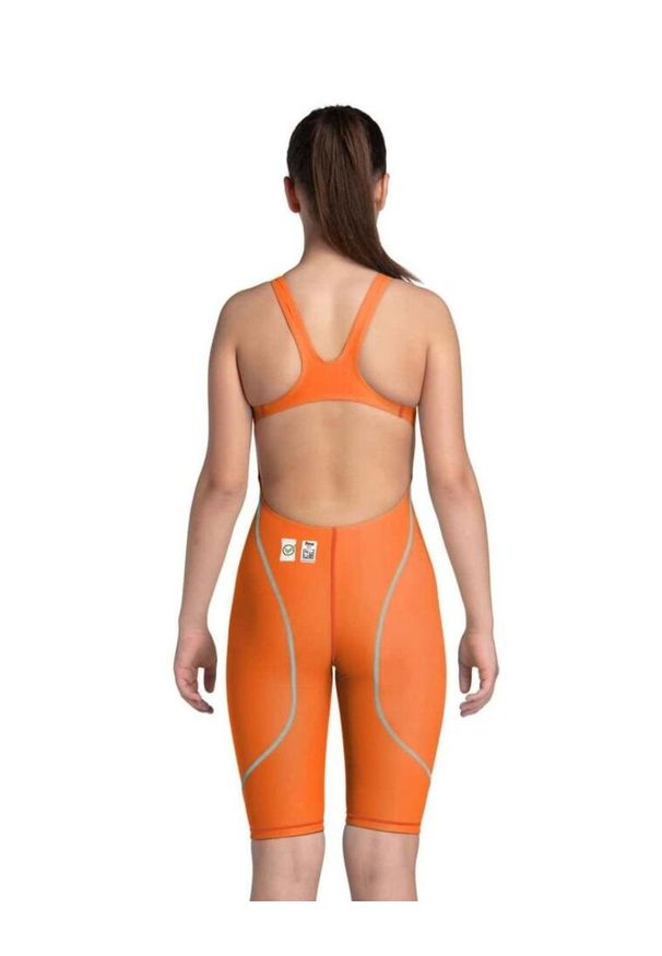 Strój startowy Arena Powerskin St Next Le Junior. Kolor: pomarańczowy, wielokolorowy, niebieski