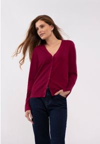 Volcano - Krótki kardigan S-VIVI. Okazja: na co dzień. Typ kołnierza: dekolt w serek, dekolt w kształcie V. Materiał: materiał. Długość: krótkie. Wzór: haft, gładki. Styl: casual, elegancki #1