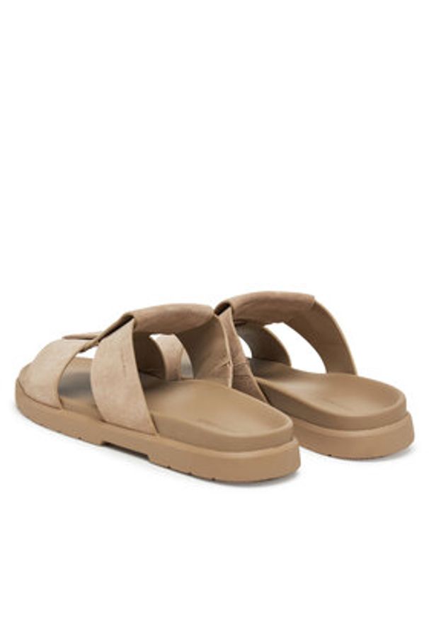 Calvin Klein Klapki Lug Sandal Double T Su HM0HM01800 Brązowy. Kolor: brązowy. Materiał: zamsz, skóra
