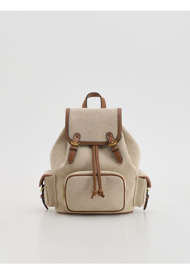 Reserved - Żakardowy plecak - brązowy. Kolor: brązowy. Styl: klasyczny