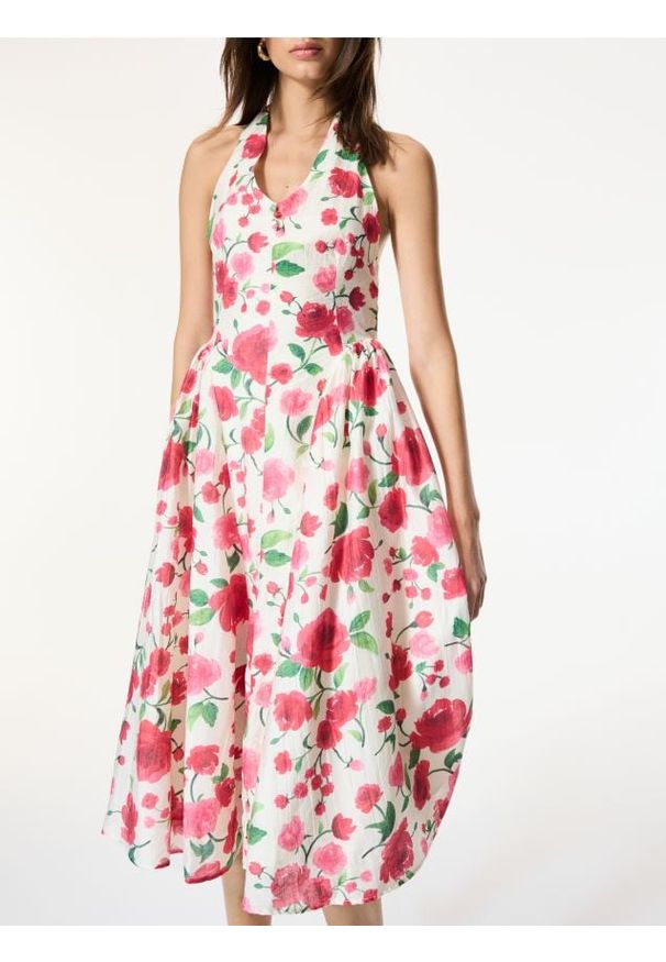 Reserved - Sukienka midi z lyocellem - wielobarwny. Materiał: tkanina. Długość: midi