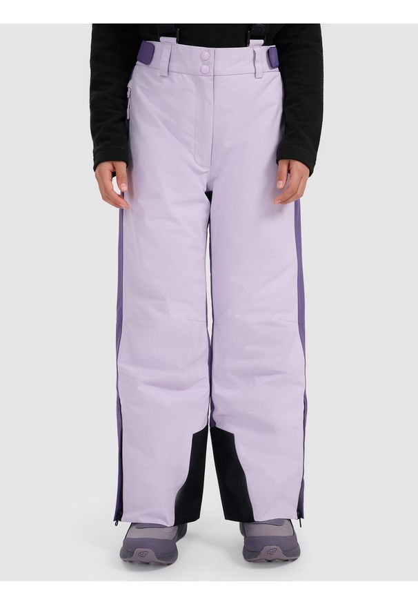 4f - 4F Spodnie narciarskie membrana 8000 dziewczęce - fioletowe 152 (11-12 lat). Kolor: fioletowy. Materiał: poliester, materiał. Wzór: gładki. Sezon: lato. Sport: narciarstwo