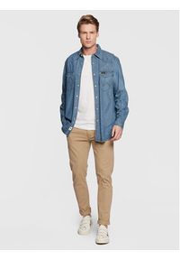 Wrangler Koszula jeansowa LEON BRIDGES W5M0CX31O 112328528 Niebieski Regular Fit. Kolor: niebieski. Materiał: jeans, bawełna