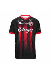 Kappa - Trzeci strój dziecięcy EA Guingamp Guillo 2024/25. Kolor: czerwony, czarny, wielokolorowy. Sport: piłka nożna