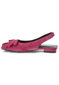 Sandały damskie Vinceza, cholewka ze skóry zamszowej wsuwane na lekkim obcasie, różowe, 66951. Okazja: na co dzień. Nosek buta: otwarty. Zapięcie: bez zapięcia. Kolor: różowy. Wzór: aplikacja. Materiał: skóra, zamsz. Sezon: lato. Obcas: na obcasie. Styl: casual. Wysokość obcasa: średni #4