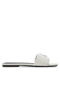 Calvin Klein Jeans Klapki Flat Sandal Slide Mg Met YW0YW01348 Biały. Kolor: biały. Materiał: skóra