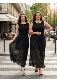 Sinsay - Sukienka midi z tiulową spódnicą - czarny. Kolor: czarny. Materiał: tiul. Długość: midi #1