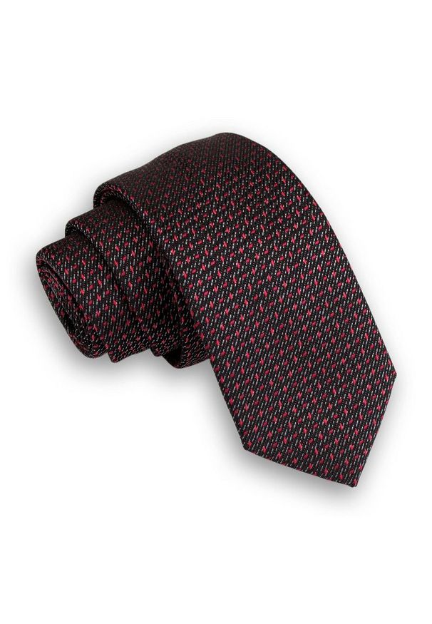 Popielato-Czerwony Elegancki Krawat -Angelo di Monti- 6 cm, Męski, Melanż, w Drobny Rzucik. Kolor: czerwony. Wzór: melanż. Styl: elegancki