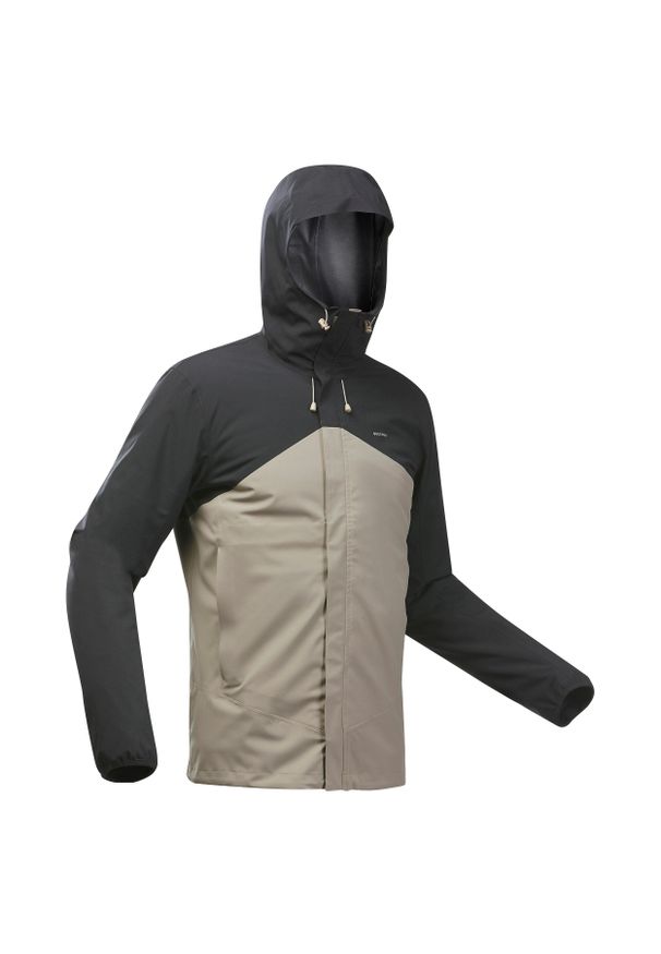 quechua - Kurtka turystyczna męska Quechua MH150 wodoodporna. Kolor: brązowy, czarny, beżowy, wielokolorowy. Materiał: materiał