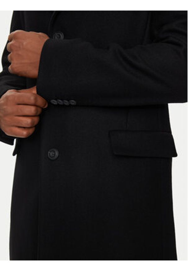 Hugo Płaszcz wełniany Migor 2441 50528793 Czarny Slim Fit. Kolor: czarny. Materiał: wełna