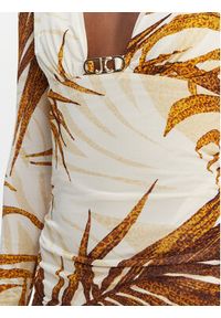 Just Cavalli Sukienka koktajlowa 80PAO957 JS560 Beżowy Slim Fit. Kolor: beżowy. Materiał: wiskoza. Styl: wizytowy #4