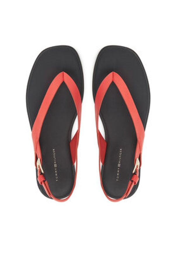 TOMMY HILFIGER - Tommy Hilfiger Sandały Color Block Thong Flat Sandal FW0FW08883 Pomarańczowy. Kolor: pomarańczowy. Materiał: skóra