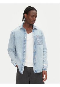 Tommy Jeans Koszula jeansowa DM0DM21362 Niebieski Regular Fit. Kolor: niebieski. Materiał: bawełna