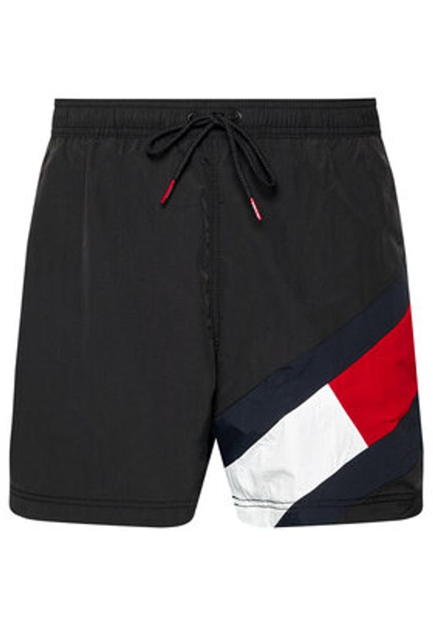 TOMMY HILFIGER - Tommy Hilfiger Szorty kąpielowe UM0UM02048 Czarny Slim Fit. Kolor: czarny. Materiał: syntetyk