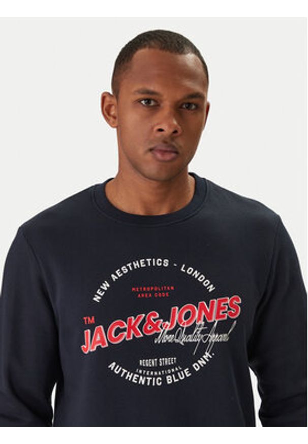 Jack & Jones Bluza Logo 12288925 Granatowy Regular Fit. Kolor: niebieski. Materiał: syntetyk