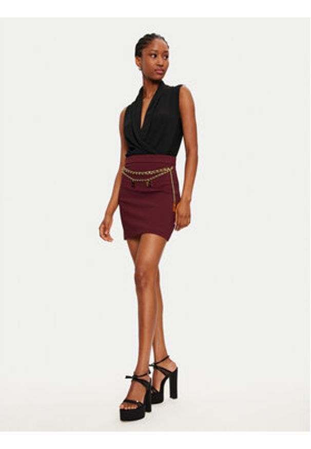 Elisabetta Franchi Spódnica mini GOT3646E3 Bordowy Regular Fit. Kolor: czerwony. Materiał: syntetyk