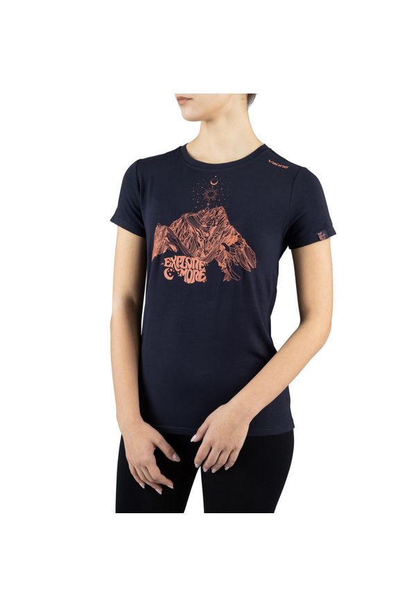 T-shirt damski Viking Bamboo Hopi Lady. Kolor: niebieski. Sport: turystyka piesza