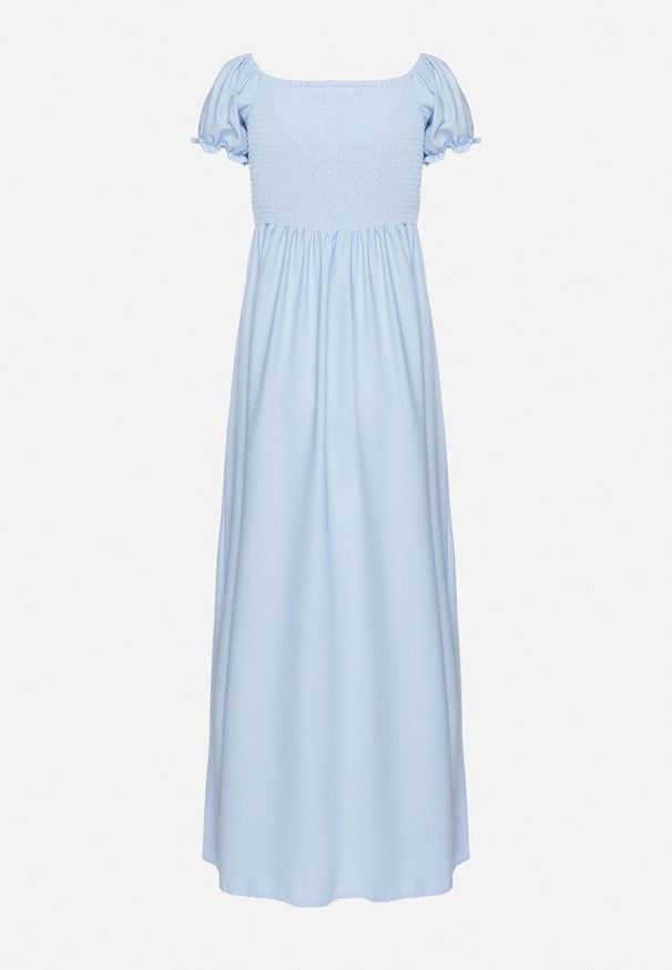 Born2be - Jasnoniebieska Rozkloszowana Sukienka z Elastyczną Górą i Gumką w Talii Aliexava. Okazja: na co dzień. Typ kołnierza: dekolt kwadratowy. Kolor: niebieski. Typ sukienki: proste. Styl: casual, elegancki