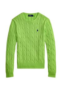 Polo Ralph Lauren Sweter 211971869504 Zielony Slim Fit. Typ kołnierza: polo. Kolor: zielony. Materiał: bawełna #3